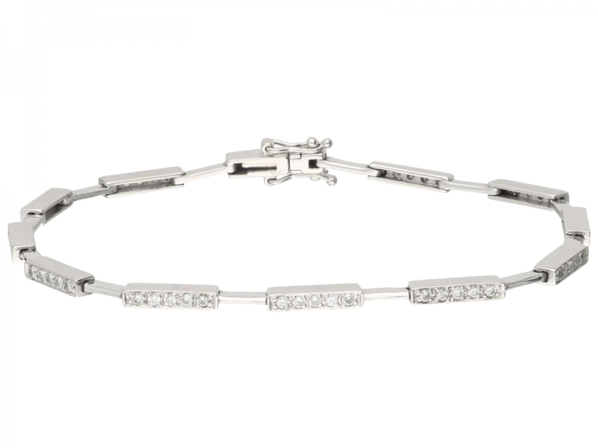 Witgouden armband, met ca. 0.60 ct. diamant - 18 kt.