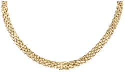 18 kt. Geelgouden Italiaans design collier bezet met diamant, saffier, robijn en smaragd.