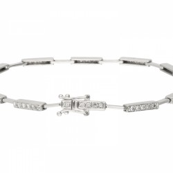 Witgouden armband, met ca. 0.60 ct. diamant - 18 kt.