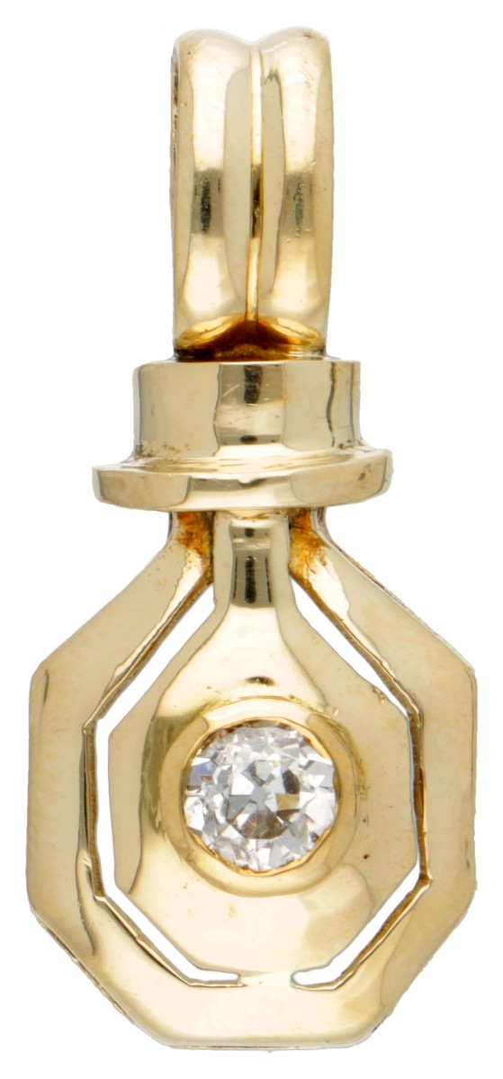 14 kt. Geelgouden vintage hanger bezet met ca. 0.25 ct. diamant.