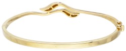 14 kt. Geelgouden bangle armband bezet met ca. 0.04 ct. diamant.