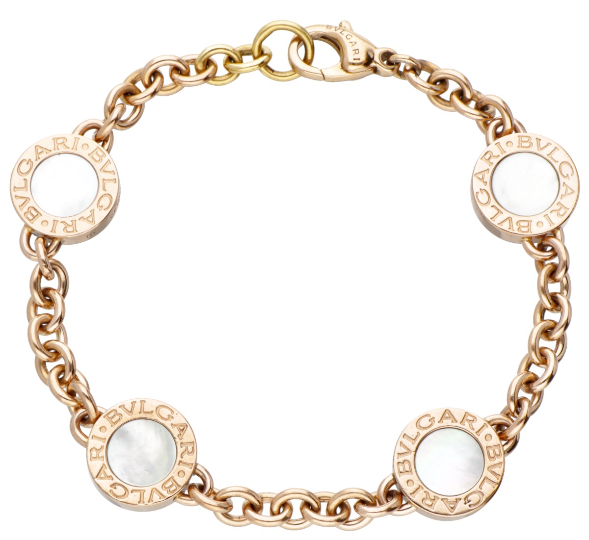 BVLGARI BVLGARI 18 kt. roségouden armband bezet met parelmoer en onyx.