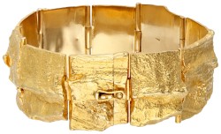 18 kt. Geelgouden brutalistische 'Golden River' armband door Björn Weckström voor Lapponia, ca. 1970.
