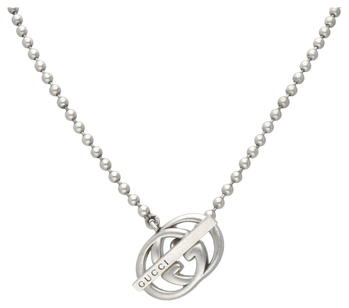 Sterling zilveren Gucci 'Interlocking G boule chain' collier.