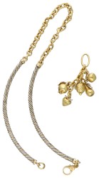 18 kt. Bicolor gouden Pomellato collier en hanger inclusief 5 bedels van diverse fruitsoorten.