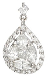 18 kt. Witgouden druppelvormige oorbellen bezet met ca. 2.15 ct. diamant.