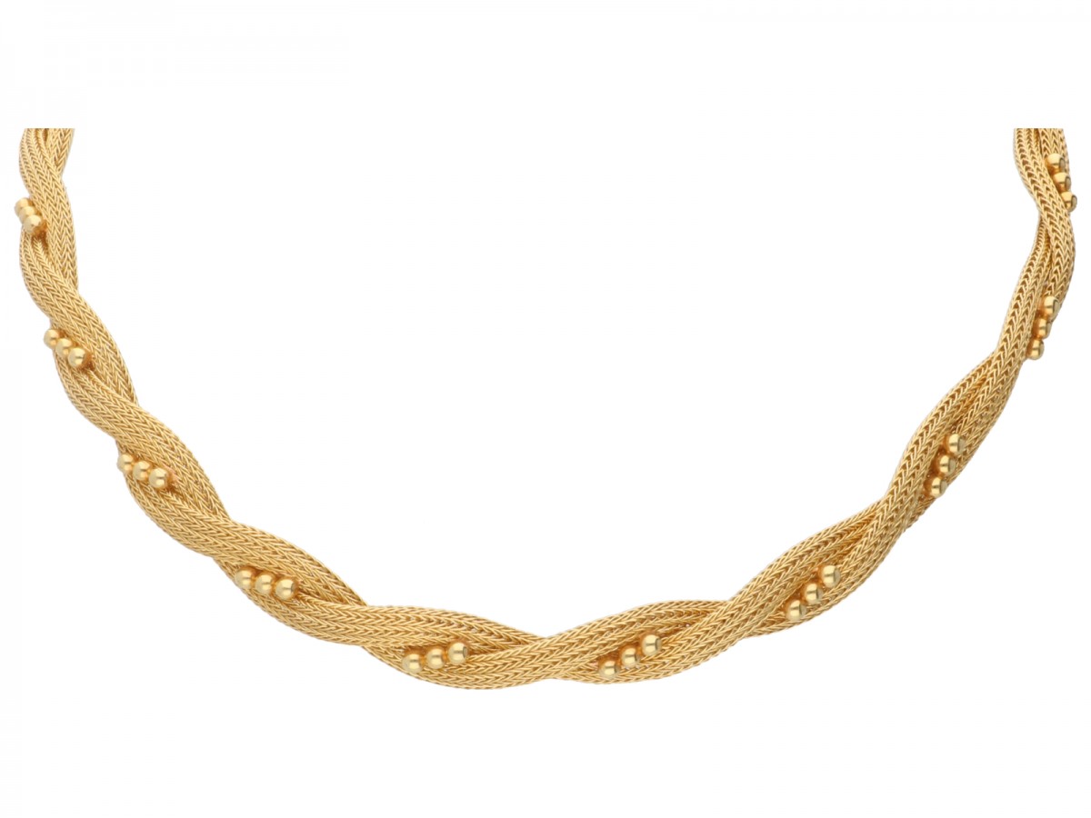 Geelgouden gevlochten vintage collier - 18 kt.