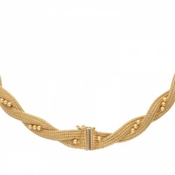 Geelgouden gevlochten vintage collier - 18 kt.