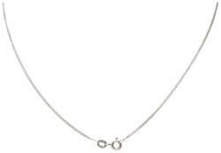 18 kt. Witgouden collier met antieke hanger bezet met roos geslepen diamanten.