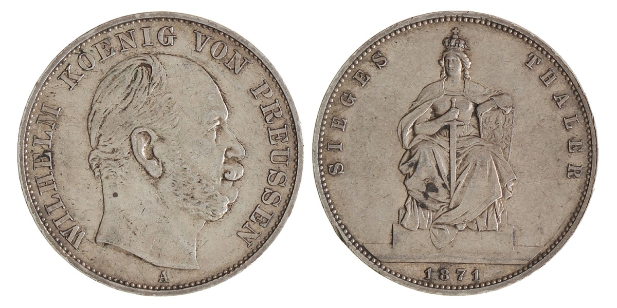 German states. Prussia. Wilhelm I. Thaler - Siegesthaler. 1871 A.