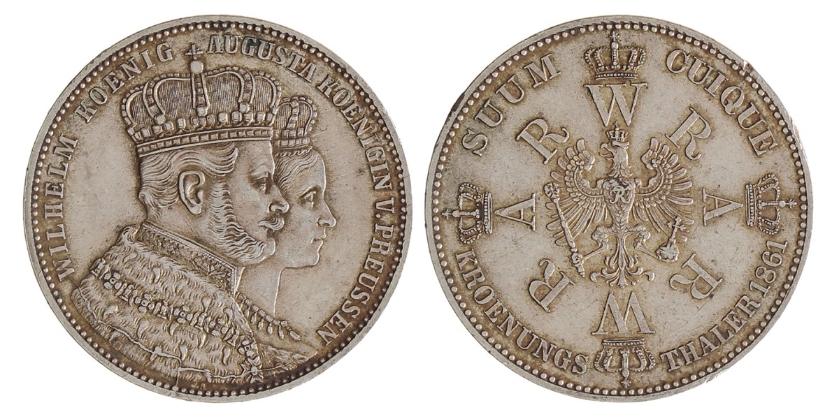 German states. Prussia. Wilhelm I. Thaler - Krönungsthaler. 1861 A.