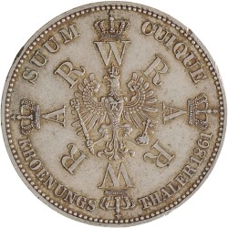 German states. Prussia. Wilhelm I. Thaler - Krönungsthaler. 1861 A.