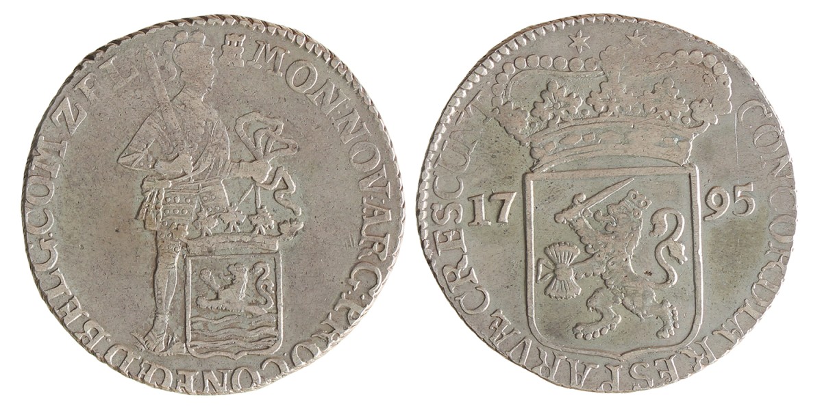 Zilveren dukaat. Zeeland. 1795. Zeer Fraai.