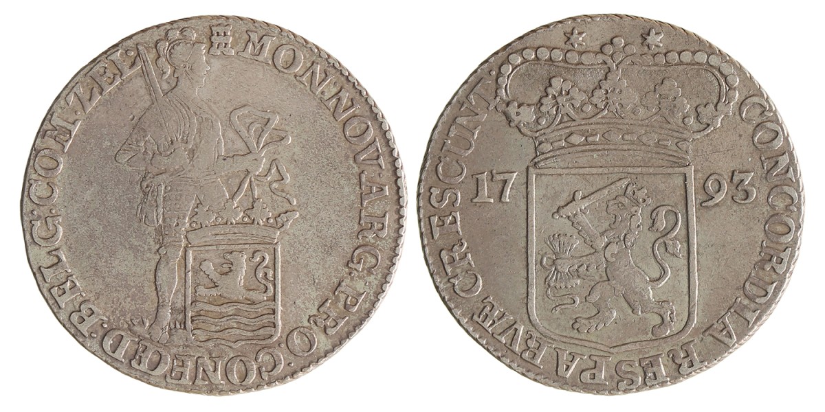 Zilveren dukaat. Zeeland. 1793. Zeer Fraai.