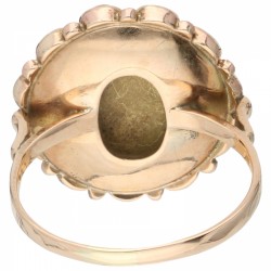 Rosegouden rozet ring, met bloedkoraal - 14 kt.
