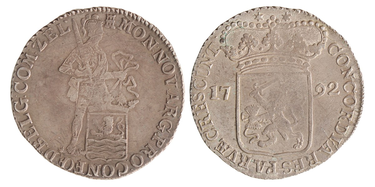 Zilveren dukaat. Zeeland. 1792. Zeer Fraai +.