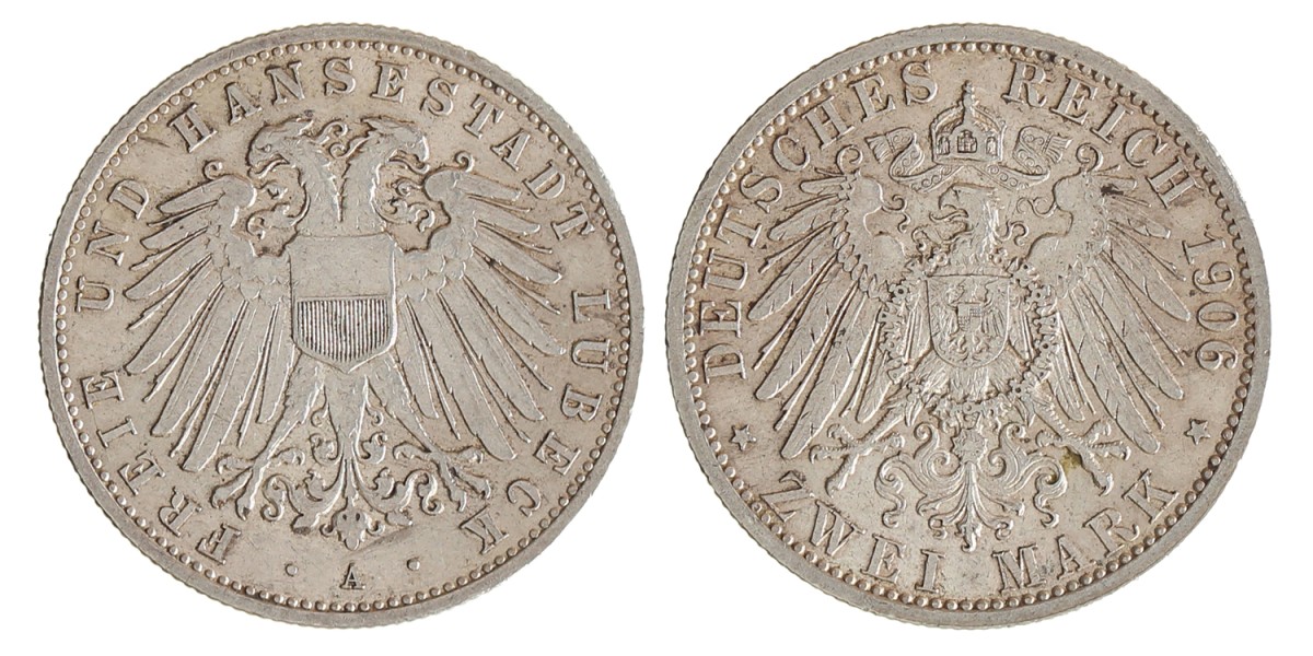 German states. Lübeck. 2 Mark. 1906 A.