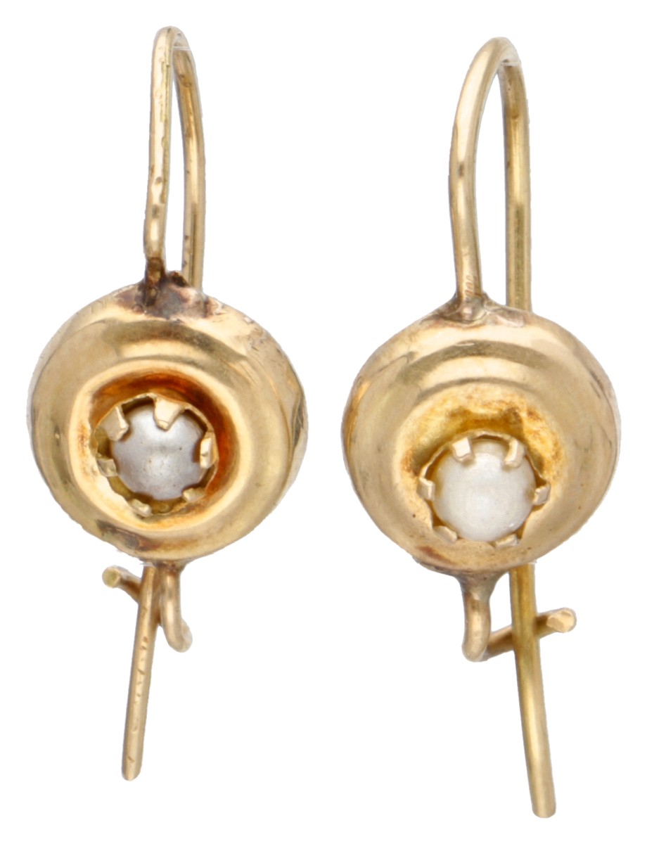 Vintage 14K geelgouden dormeuses bezet met zaadparel.