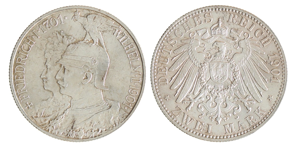 German states. Prussia. Wilhelm II. 2 Mark. 1901.