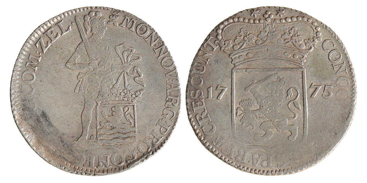 Zilveren dukaat. Zeeland. 1775. Zeer Fraai +.