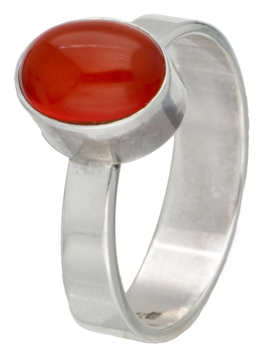 Sterling zilveren ring met rode agaat door Deense designer N.E. From.