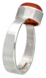 Sterling zilveren ring met rode agaat door Deense designer N.E. From.