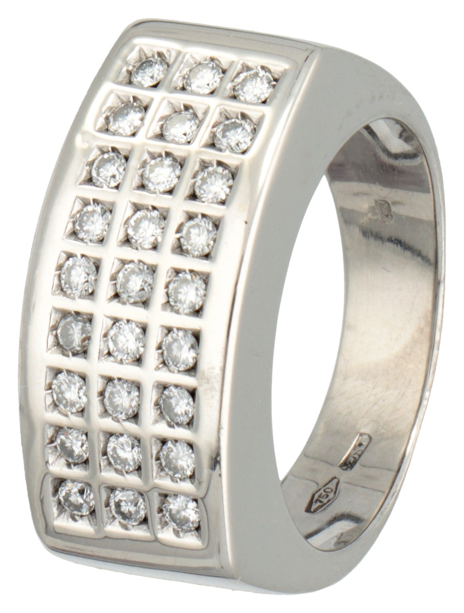 18 kt. Witgouden Bigli ring bezet met ca. 0.54 ct. diamant.
