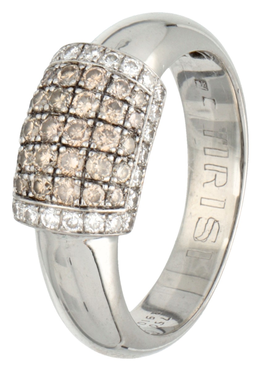 Tirisi Moda 18 kt. witgouden ring bezet met ca. 0.60 ct. witte en bruine diamant.
