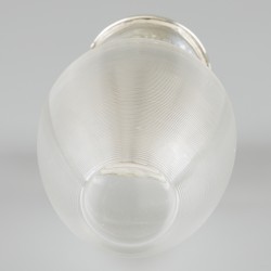 Draadglas theebus met zilveren beslag en dop.