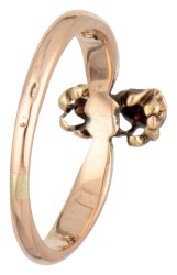 Antieke 14 kt. roségouden toi et moi ring bezet met roos geslepen diamanten.