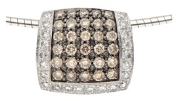 Tirisi Moda 14 kt. witgouden collier bezet met ca. 0.52 ct. witte en bruine diamant.