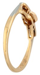 Edwardiaanse 18 kt. geelgouden en Pt 950 platina ring bezet met ca. 0.04 ct. diamant.