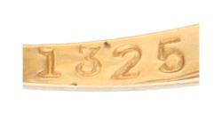 Edwardiaanse 18 kt. geelgouden en Pt 950 platina ring bezet met ca. 0.04 ct. diamant.