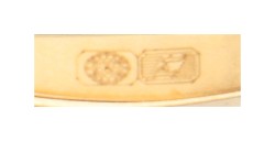 Edwardiaanse 18 kt. geelgouden en Pt 950 platina ring bezet met ca. 0.04 ct. diamant.