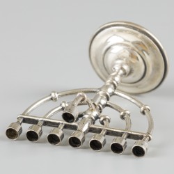 Miniatuur Chanoeka kandelaar / menorah zilver.