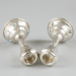 2-delige set judaïca kandelaren zilver.