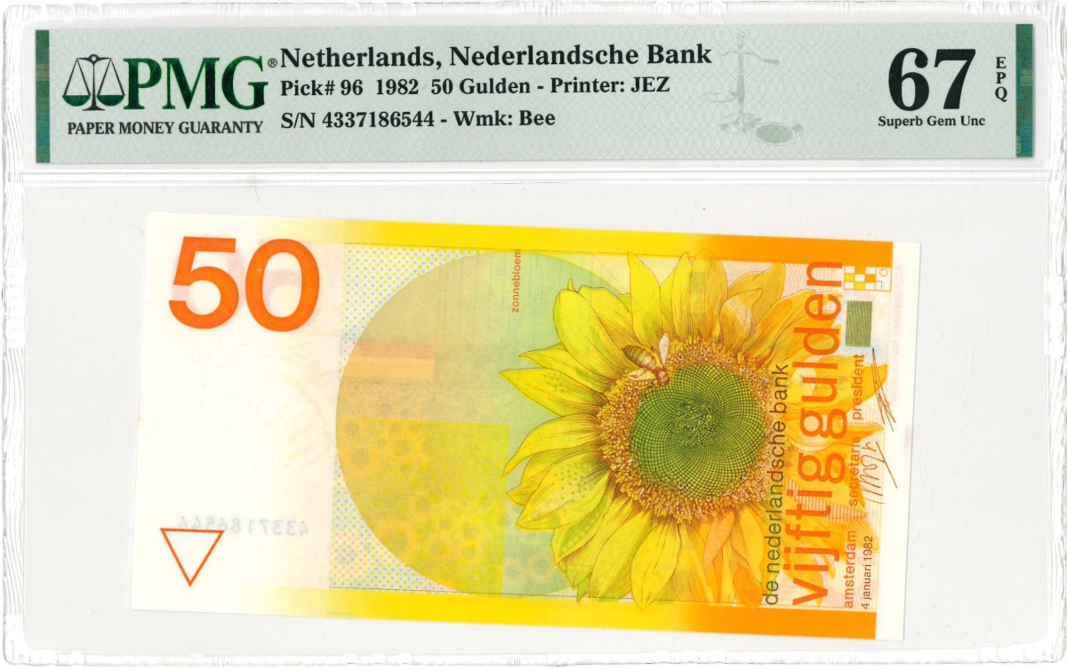 Nederland. 50 gulden. Bankbiljet. Type 1982. Type Zonnebloem. - UNC.