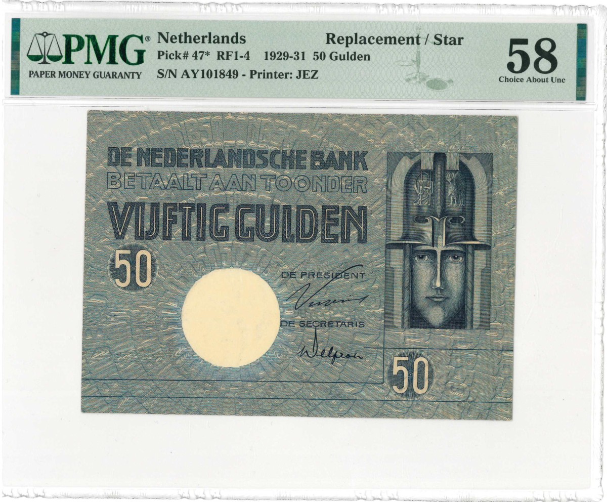 Nederland. 50 gulden. Bankbiljet. Type 1929. Type Minerva. - Nagenoeg UNC.