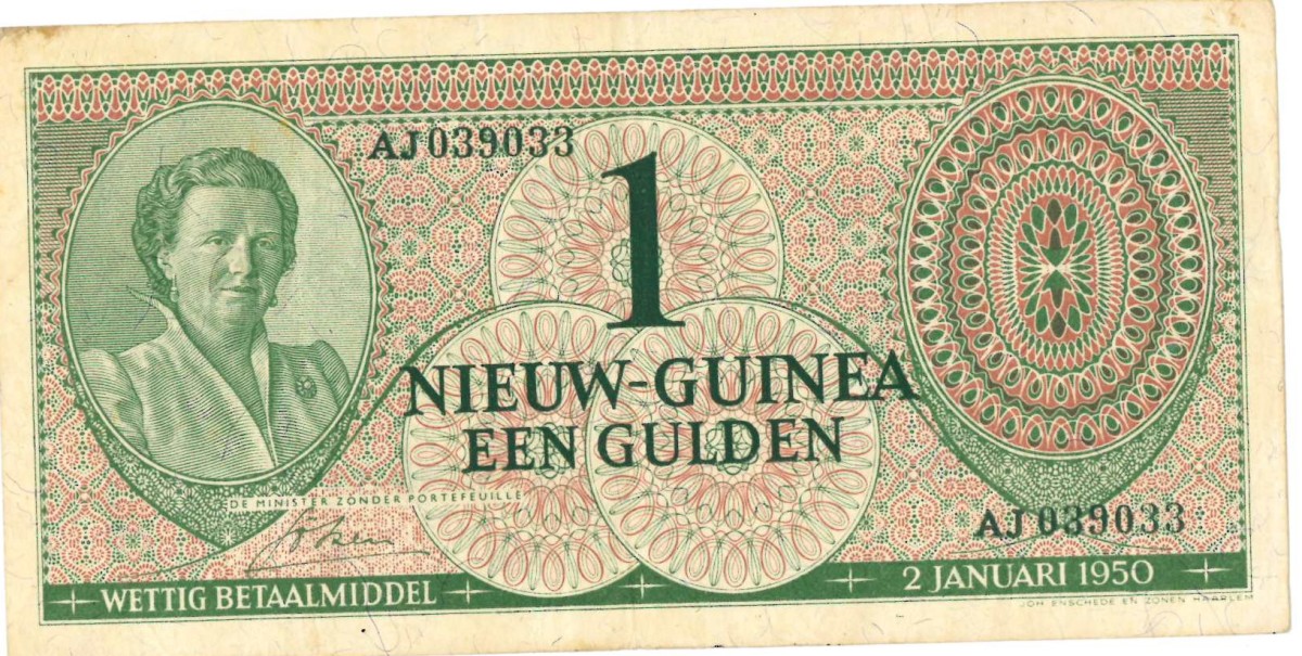 New Guinea. 1 gulden. Banknote. Type 1950. Type Juliana. - Fine / Very fine.