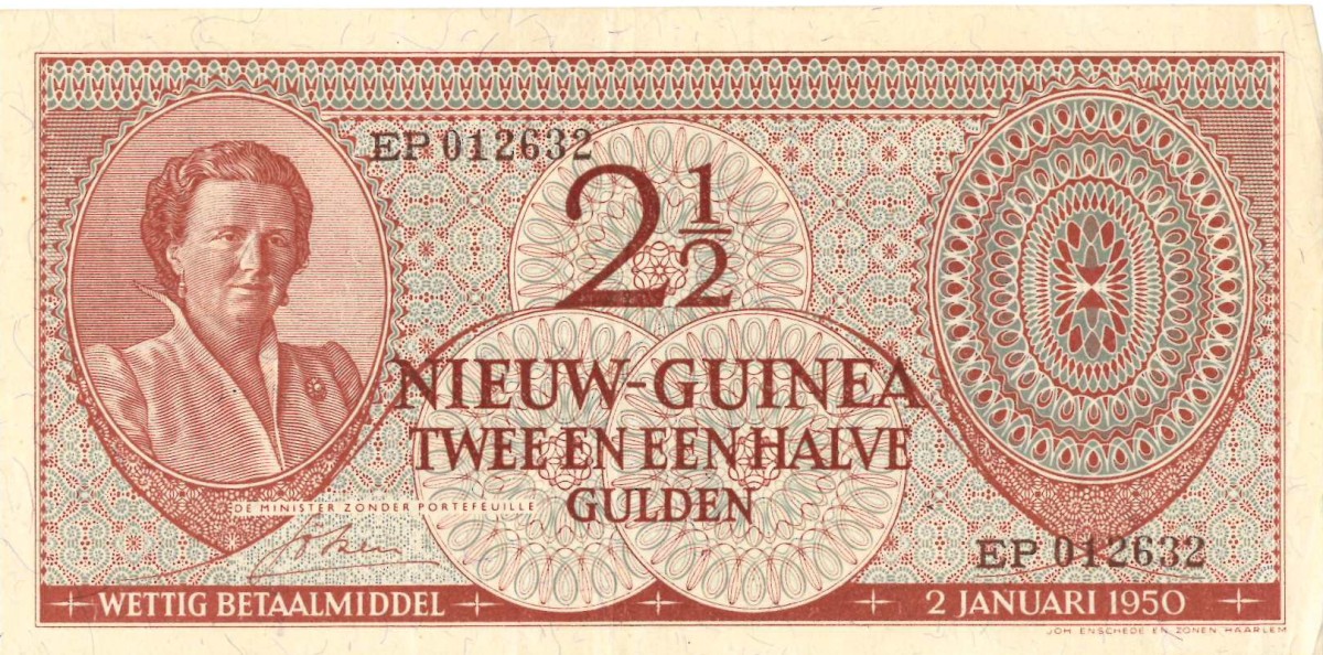 New Guinea. 2½ gulden . Banknote. Type 1950. Type Juliana. - Very fine / Extremely fine.