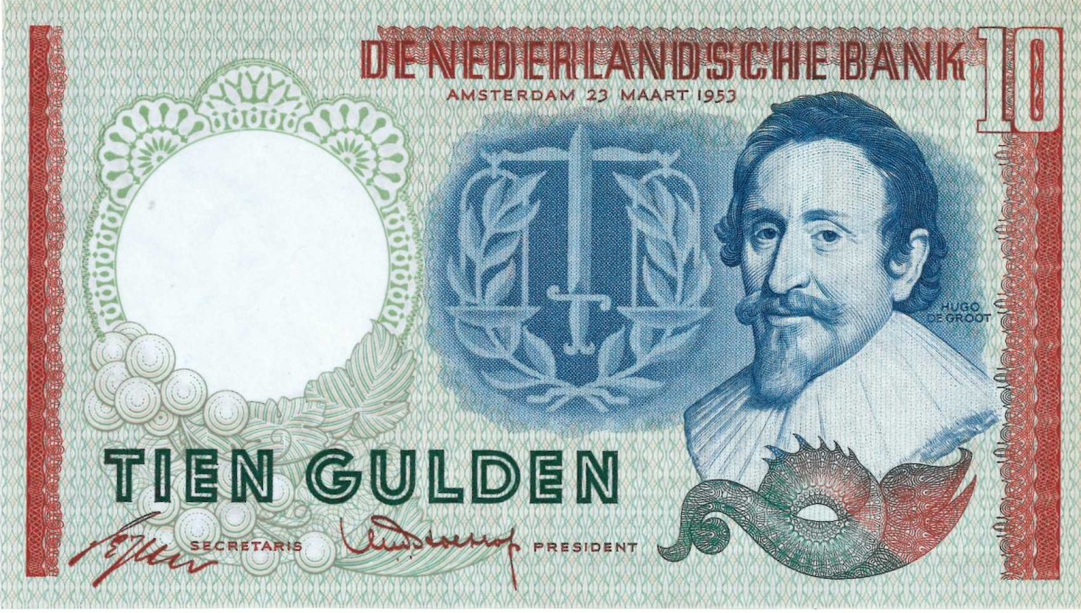 Nederland . 10 gulden . Bankbiljet. Type 1953. Type Hugo de Groot. - Prachtig / UNC.