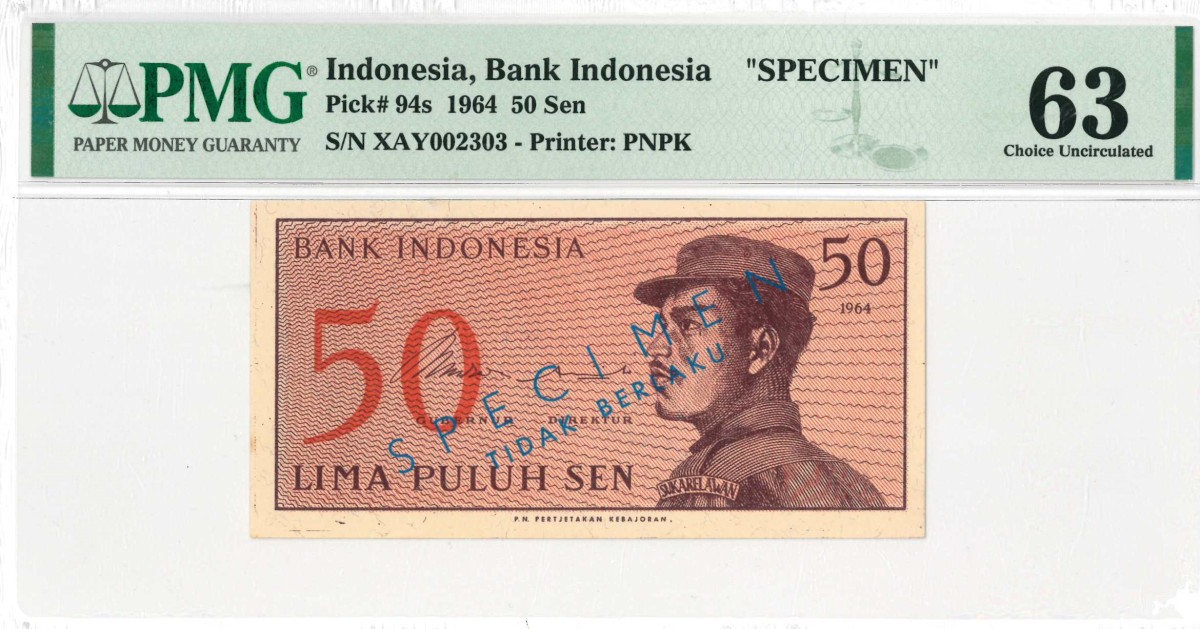 Indonesia. 50 sen. Banknote. Type 1964. - UNC.