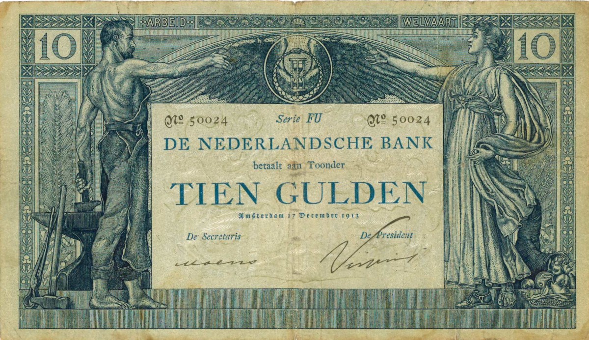 Nederland. 10 gulden. Bankbiljet. Type 1904. Type Arbeid en Welvaart I. - Fraai -.