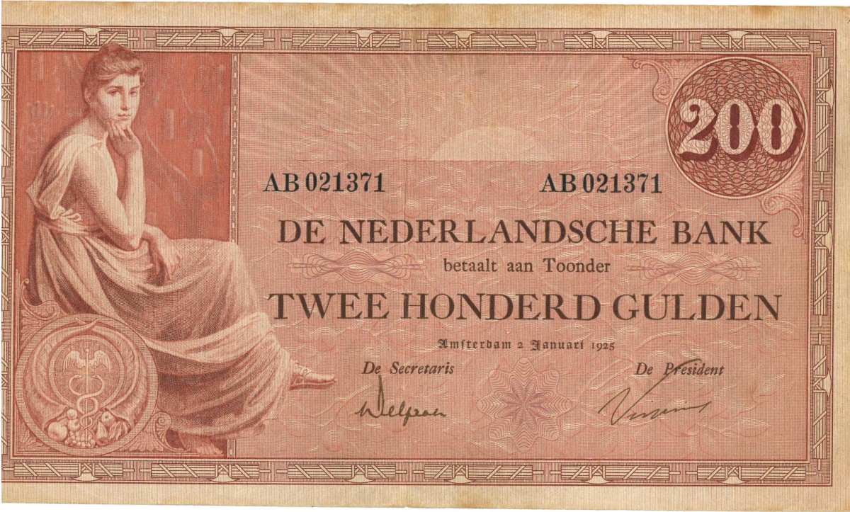 Nederland. 200 gulden . Bankbiljet. Type 1921. Type Grietje Seel. - Zeer Fraai.
