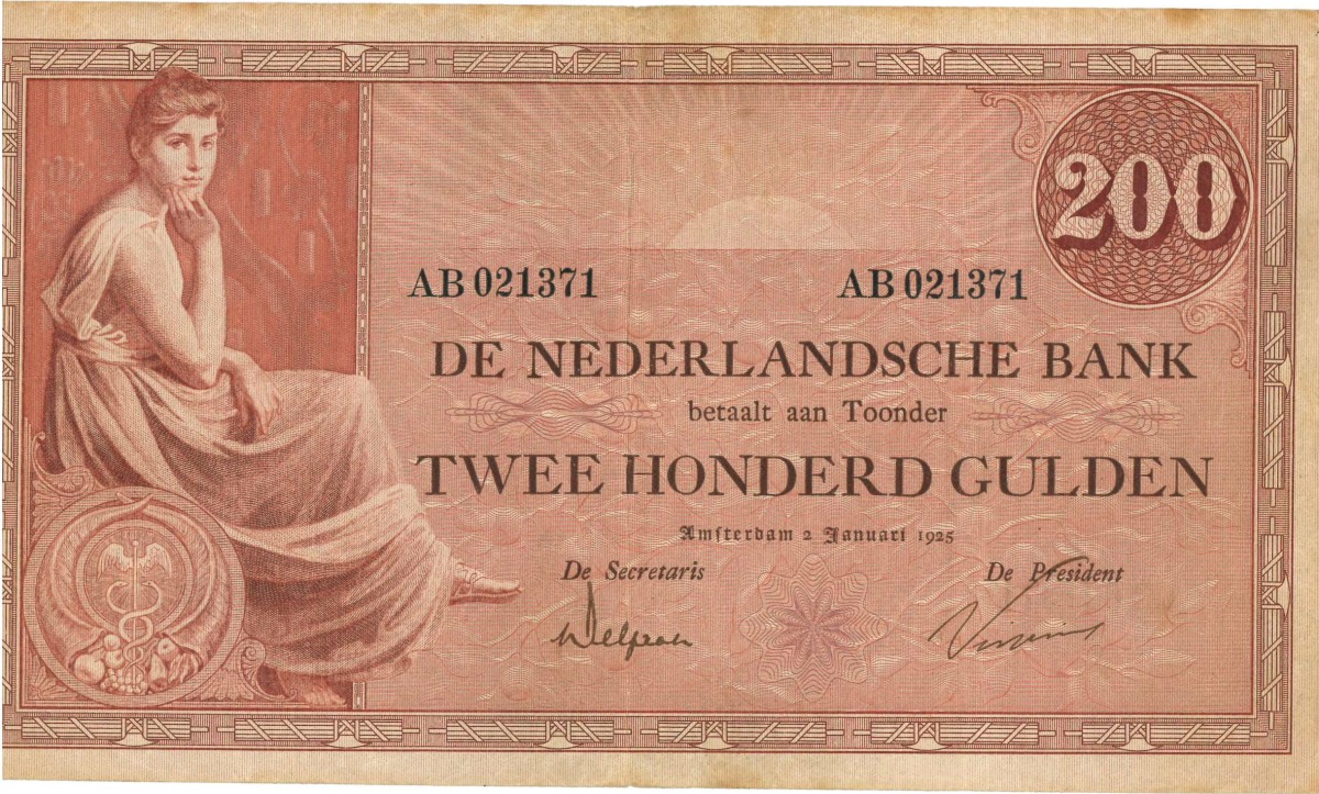 Nederland. 200 gulden . Bankbiljet. Type 1921. Type Grietje Seel. - Zeer Fraai.