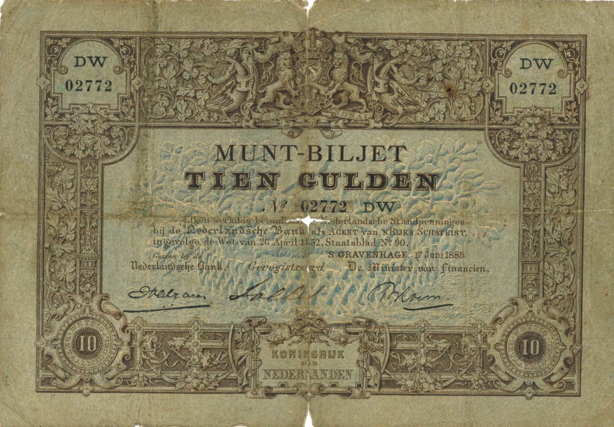 Nederland. 10 gulden . Muntbiljet. Type 1878. - Zeer Goed.