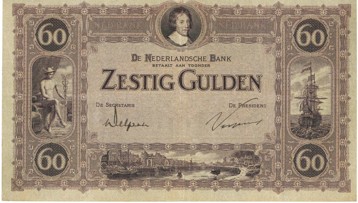 Nederland. 60 gulden . Bankbiljet. Type 1921. Type Maurits. - Zeer Fraai / Prachtig.