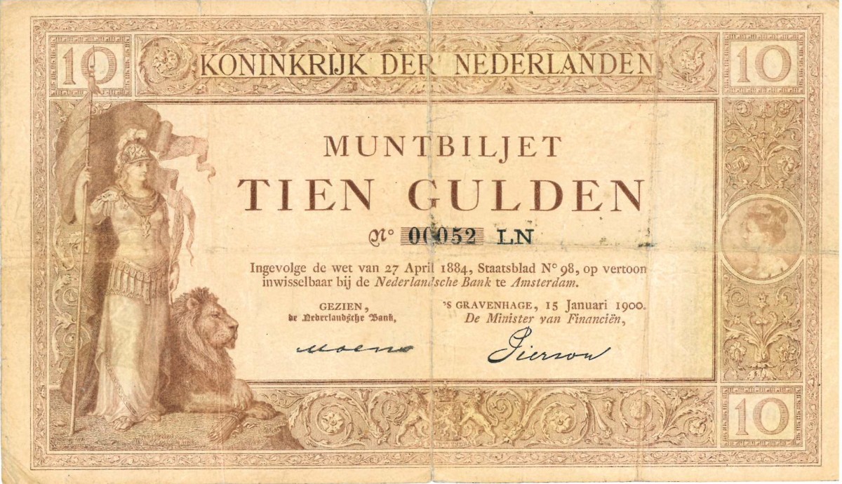 Nederland. 10 gulden . Muntbiljet. Type 1898. - Fraai -.