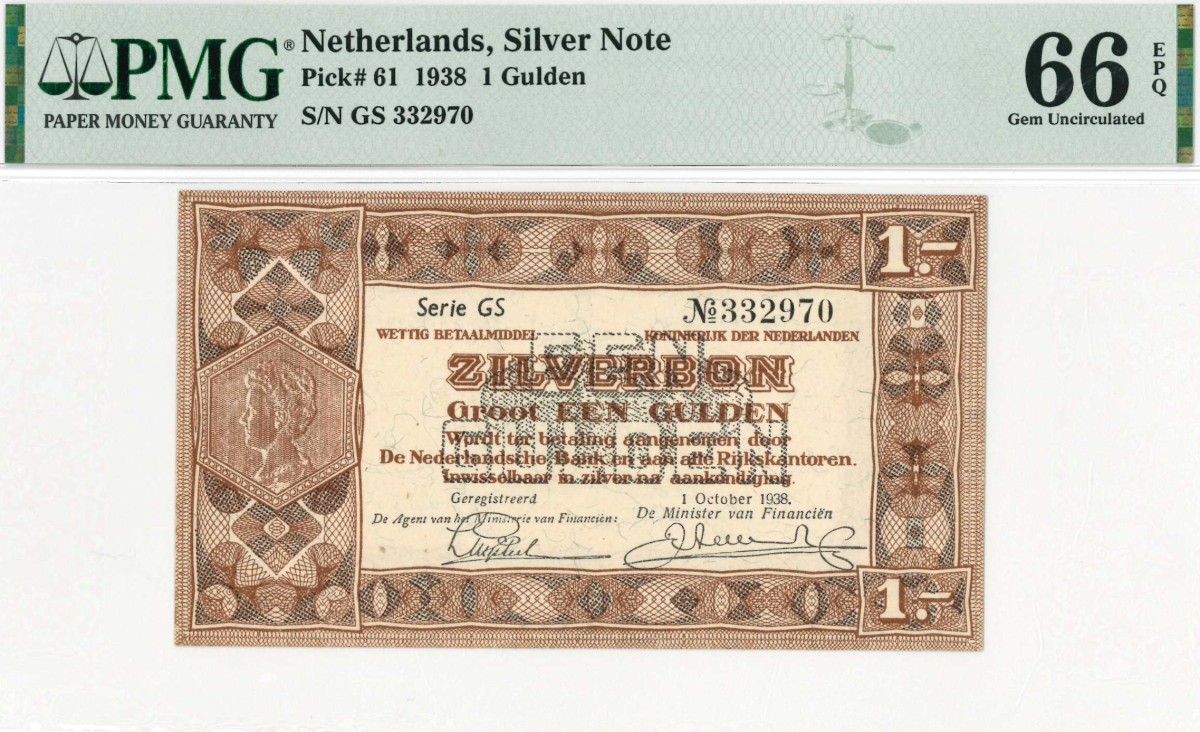 Nederland. 1 gulden . Bankbiljet. Type 1938. - UNC.