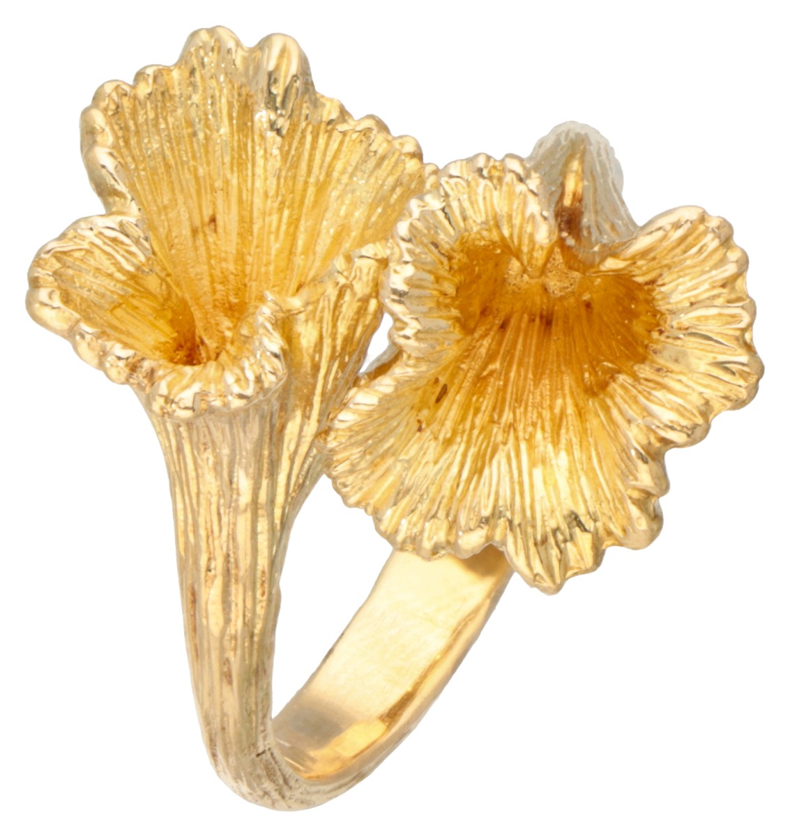 18 kt. Geelgouden florale design ring.